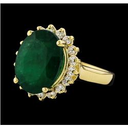 6.00 ctw Emerald and Diamond Ring - 14KT Yellow Gold