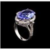 Image 4 : 10.18 ctw Tanzanite and Diamond Ring - 14KT White Gold