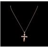 Image 1 : 0.18 ctw Diamond Cross Pendant With Chain - 14KT Rose Gold