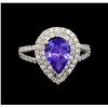 Image 2 : 1.70 ctw Tanzanite and Diamond Ring - 18KT White Gold