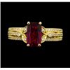 Image 2 : 1.50 ctw Pink Tourmaling And Diamond Ring - 18KT Yellow Gold