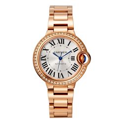 Cartier NEW RG Ballon Bleu 33MM with 1 Row Diamond Bezel Model #WJBB0036
