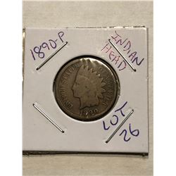 1890 P  Indian Head Penny Nice Early US Cent