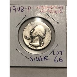 1948 P Washington SIlver Quarter Nice Early US Coin
