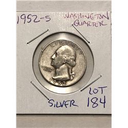 1952 S Washington Silver Quarter Nice Early US Coin