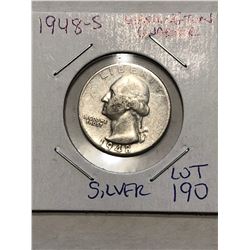 1948 S Washington Silver Quarter Nice Early US Coin