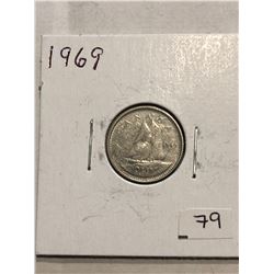 1969 Canadian Dime Nice Early Canada Coin