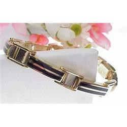 14kt yellow gold black onyx man's bracelet 34.9gr