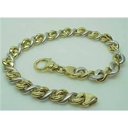 14kt two-tone fancy link bracelet 8.5" 42.6gr