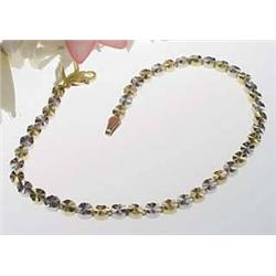 14kt two-tone round diamond cut link bracelet 5.8