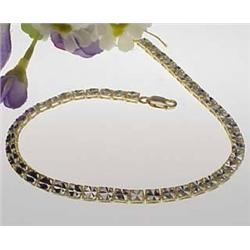 14kt two-tone square diamond cut link bracelet 8.