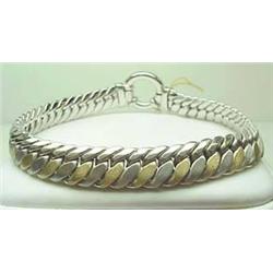 14kt reversible flat bracelet two-tone on one sid
