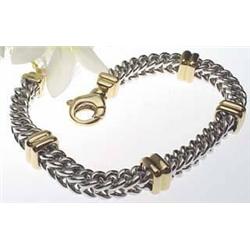 14kt two-tone square link bracelet 27.7gr