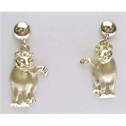 14kt yellow gold dangle cat earrings 3.1gr
