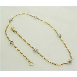 14kt two-tone anklet with small diamonds  9" 2.4g