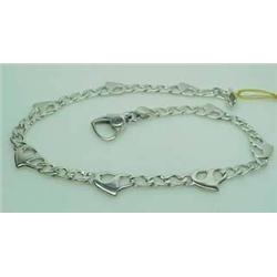 14kt white gold anklet with hearts 9" 9.2gr