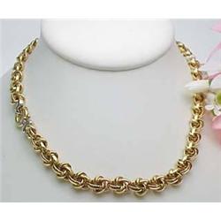 18kt yellow gold link necklace with white gold ends set