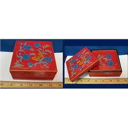 Set of Red Lacquer Ware "Otagiri" Coasters in Box
