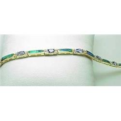 Lady's 14kt yellow gold created opal bracelet wit