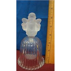 Pressed and Frosted Crystal Bell with an Angel on