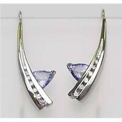 Lady's 14kt white gold designer earrings with tri