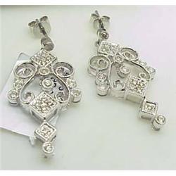 14kt white gold chandelier diamond earrings .39Ct