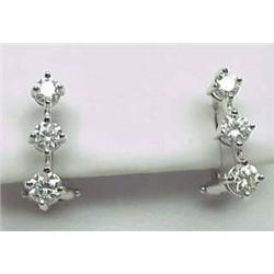 14kt white gold three stone diamond earrings .75C