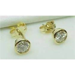 14kt yellow gold bezel set diamond earrings .75Ct