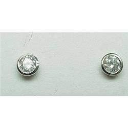 14kt white gold bezel set diamond earrings .50Ctw
