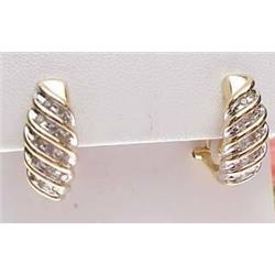 14kt yellow gold channel set diamond earrings .29