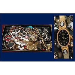 2.28lbs  of Costume Jewelry including watches, ea