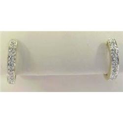 14k yellow gold diamond hoop earrings .05ctw