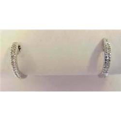 14k white gold diamond hoop earrings .05ctw