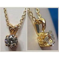 14kt yellow gold diamond solitaire necklace 1.01C