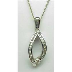 14kt white gold diamond pendant .18Ctw 18"