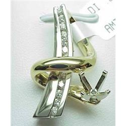 14kt two-tone slide pendant semi mount with .36Ct