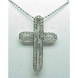 14kt white gold diamond cross .24Ctw