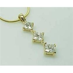 14kt yellow gold three stone diamond necklace pri