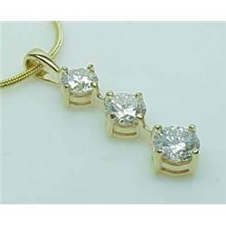 14kt yellow gold three stone diamond necklace 1Ct