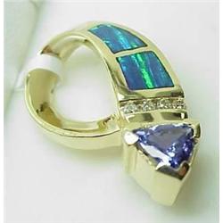 14kt yellow gold slide pendant with created opal,