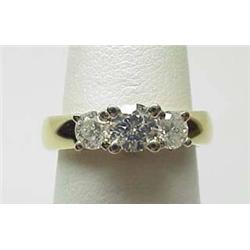Lady's three stone diamond ring 1Ctw 14kt two-ton