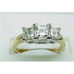 Lady's three stone diamond ring 1Ctw princess-cut