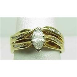Lady's diamond bridal set marquise center stone w