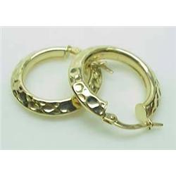 14kt yellow gold hoop earrings hammered gold fini