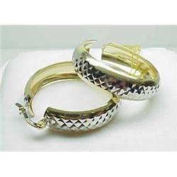 14kt two-tone hoop earrings diamond-cut 4.8gr
