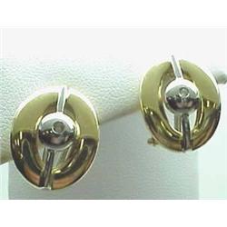 14kt two-tone earrings with omega backs 5.7gr
