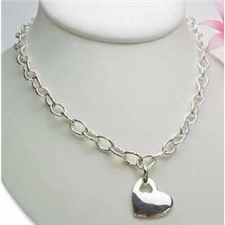 Sterling silver necklace with heart and toggle cl