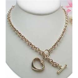 Sterling silver necklace with heart and toggle cl
