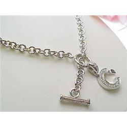 Sterling silver necklace with toggle clasp set wi