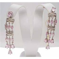 Sterling silver dangle earrings with pink Swarovski